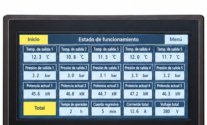 Panel de control táctil del compresor de tornillo